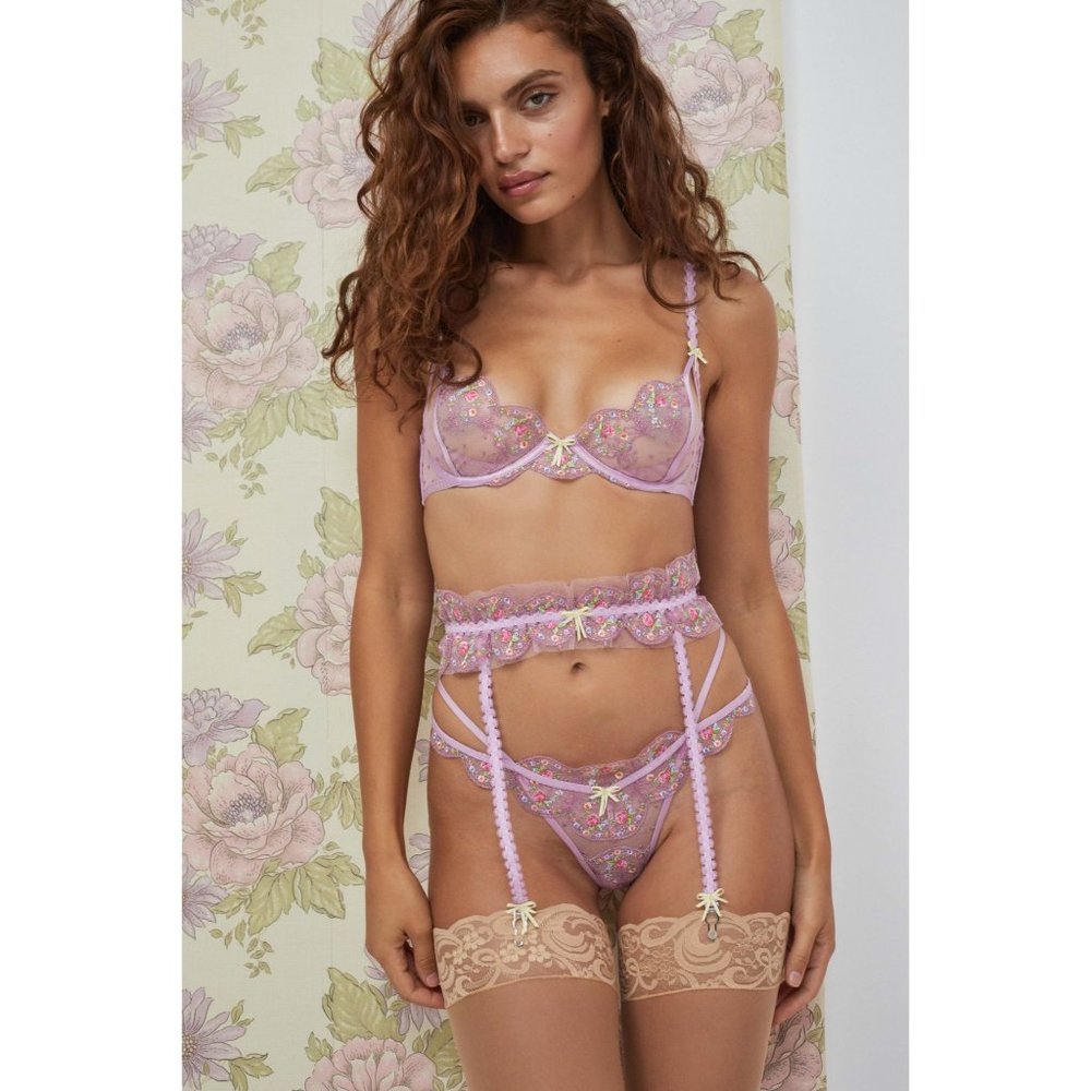 SOLD - For Love & Lemons | Daphne Embroidered Thong Panty Size XXS